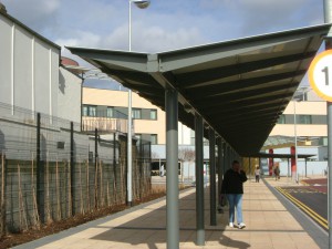 view of long Wembley covered canopy.