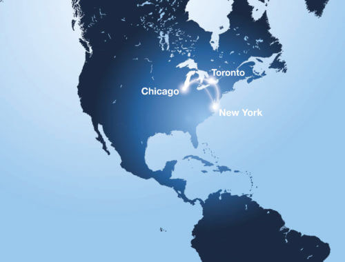 map of USA with Future Systems bases marked on the map.