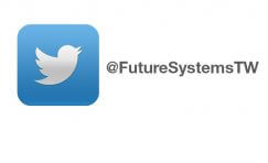 twitter logo and text "@FutureSystemsTW" for Future Systems twitter.