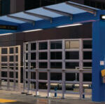 Bus Transit Shelter next to a road.