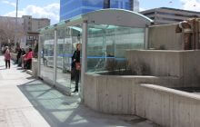 side view of Winnipeg Protector bus shelter.