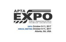 Advertisement image for the APTA Expo 2017 in black writing on a white background.